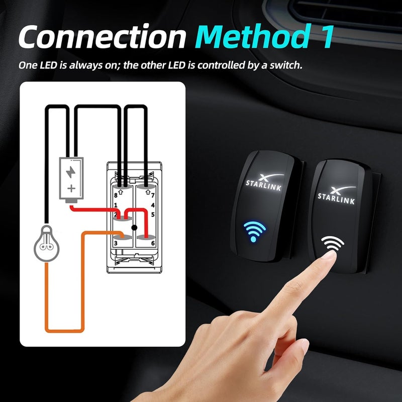 DAIERTEK Starlink Rocker Switch SPST 5 Pin Starlink Dish Toggle On/Off Heavy Duty Waterproof Marine Rocker Switch 12V 24V Jumper Wires for Satellite Signal Reception - Image 4